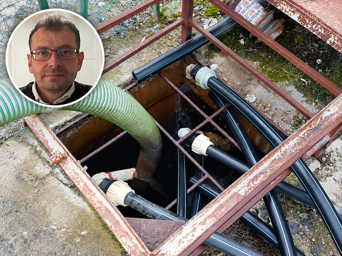 PROVINCIA GRANDA - Il direttore tecnico di Acem, Fabio Lucchese e una cisterna per la raccolta del percolato