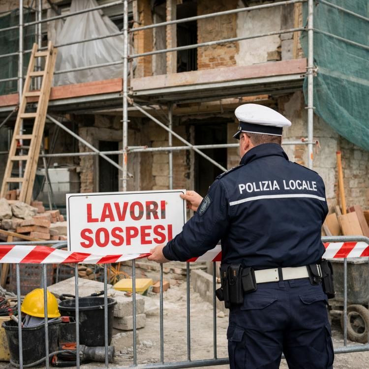 Polizia Locale ferma cantiere
